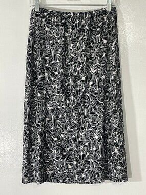 Nine & Co by Nine West Women’s Black White Skirt Size M Elastic Waist Excellent